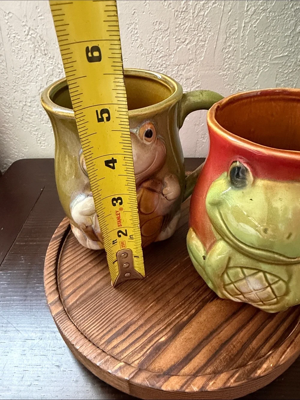 Turtle and Frog Ceramic Vases in Green and Red-Orange